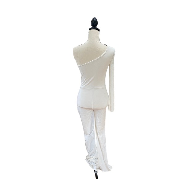 Rhinestone Net Cut Out One Sleeve Jumpsuit - Picture 2 of 2